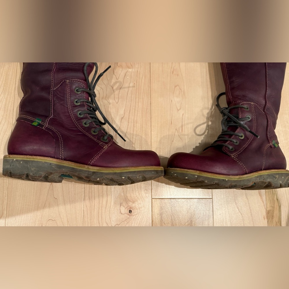 El Naturalista Burgundy Lace Up Boots - Picture 4 of 5